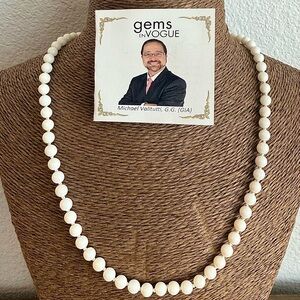 Gems En Vogue Bamboo Coral and Sterling Palladium Bead Necklace